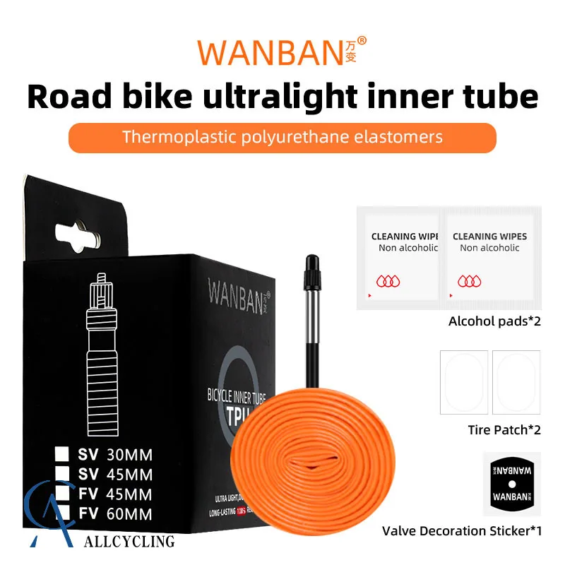 

WANBAN Bicycle Ultra Light TPU Anti Puncture Inner Tube For Gravel MTB Bike 700x35-40C SV45mm/65mm/85mm Shockproof Inner Tube