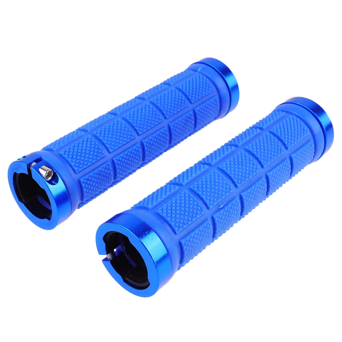 

1Pair Anti-Slip Bike Handlebar Grips Dual-End Screw Lock Rubber Cover for Road Mountain Cycling Blue