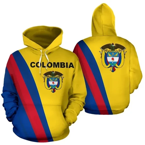 Sudadera con estampado 3d de bandera de Colombia para hombre, sudadera con capucha con estampado de flor de hibisco, chándal de manga larga, Tops con capucha