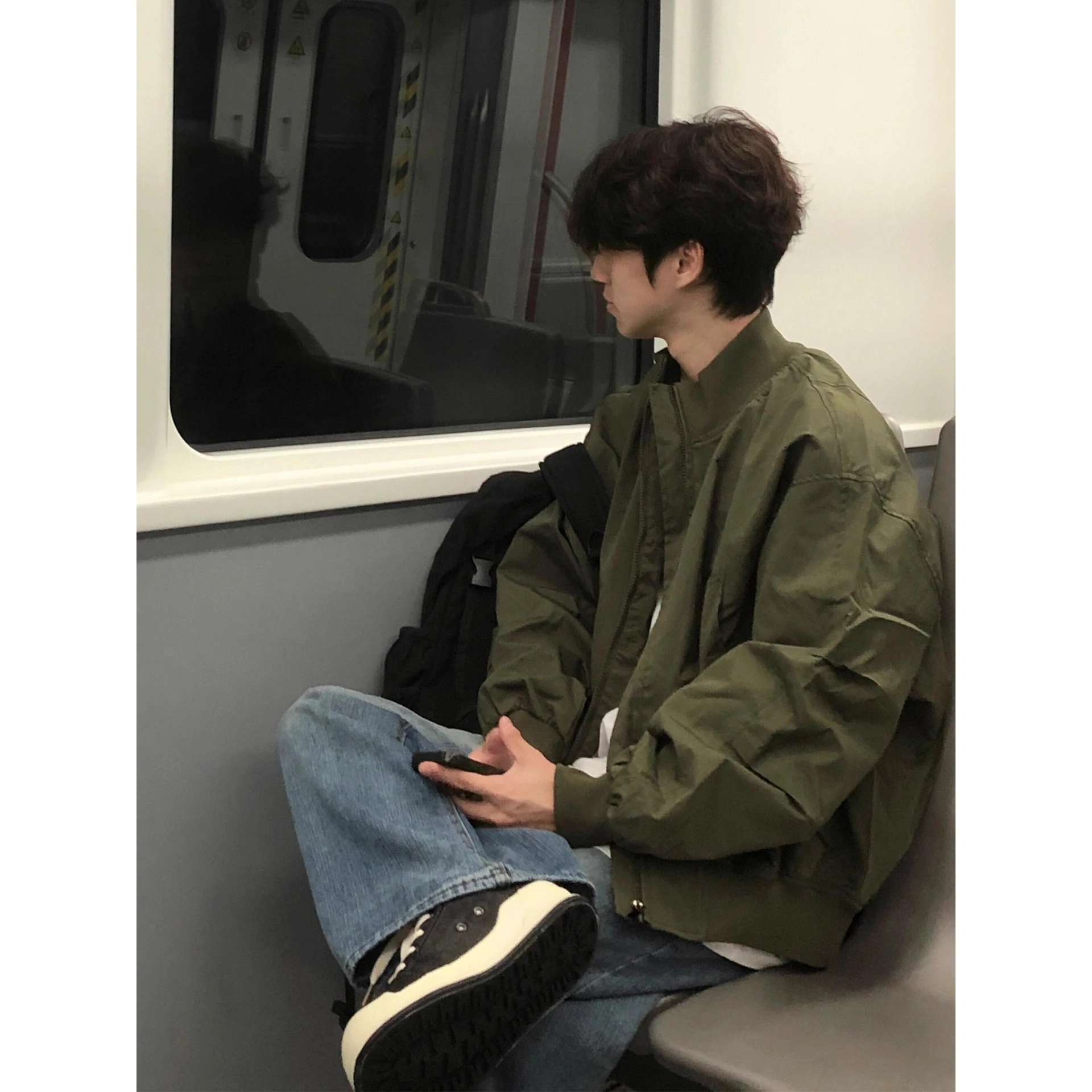 

American Sle Bomber een Military Flight Jaet Men's Autumn Stand Collar Tee-Proof ort Baseball Coat Outerwear