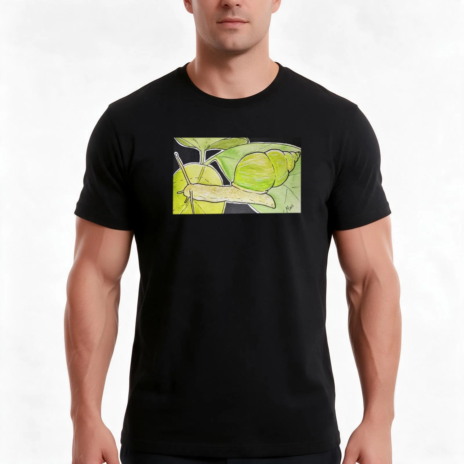 Emerald Green Snail T-Shirt, Summer Casual Cotton Tee, Oversized Streetwear Tops, Vintage Graphic Print, Loose Fit Short Sleeve