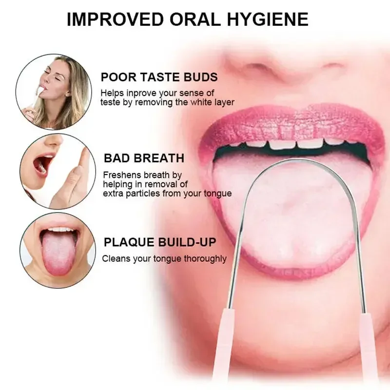 Escova de limpeza de língua de higiene oral, raspador de língua de alta qualidade, 1 peça de escova de dentes de língua de aço inoxidável