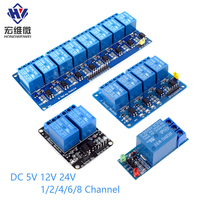 DC 5V 12V 24V 1 2 4 6 8 Channel Relay Module Board Shield with Optocoupler / High and Low Level Trigger for Arduino Raspberry