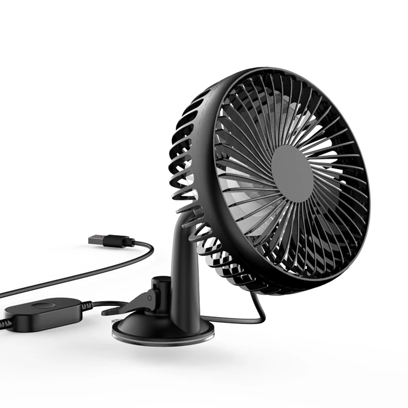 

Car Fan 12V-24V Large Wind Three Speed Control Light and Portable Suction Cup Single Head Portable USB Rechargeable 360 Degree