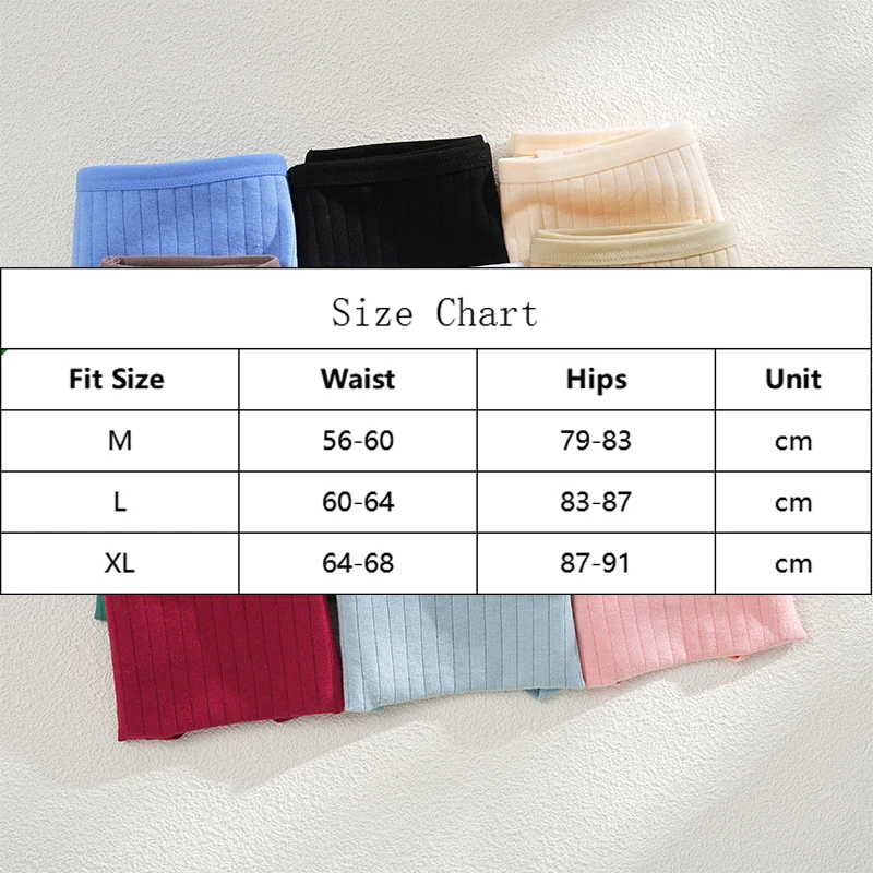 FINETOO 6PCS/SET Cotton Ribbed Striped Underwear for Women Plus Size 12 Soild Colours Stretch Briefs Ladies Soft Lingerie M-XL - Image 6