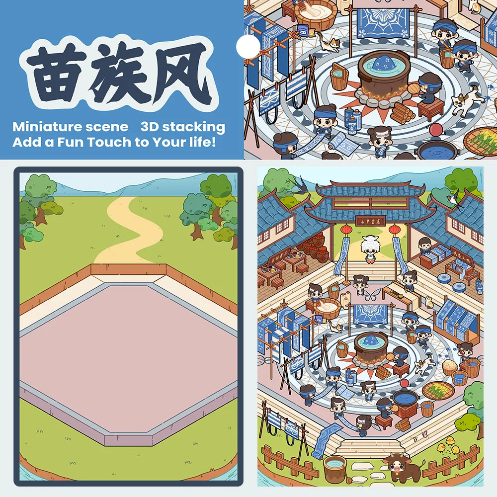 

4 шт. Miao стиль Havoc in Heaven пейзажный дизайн 3D наклейка ностальгия эстетические канцелярские принадлежности для ноутбука кафе наклейки для гостиной