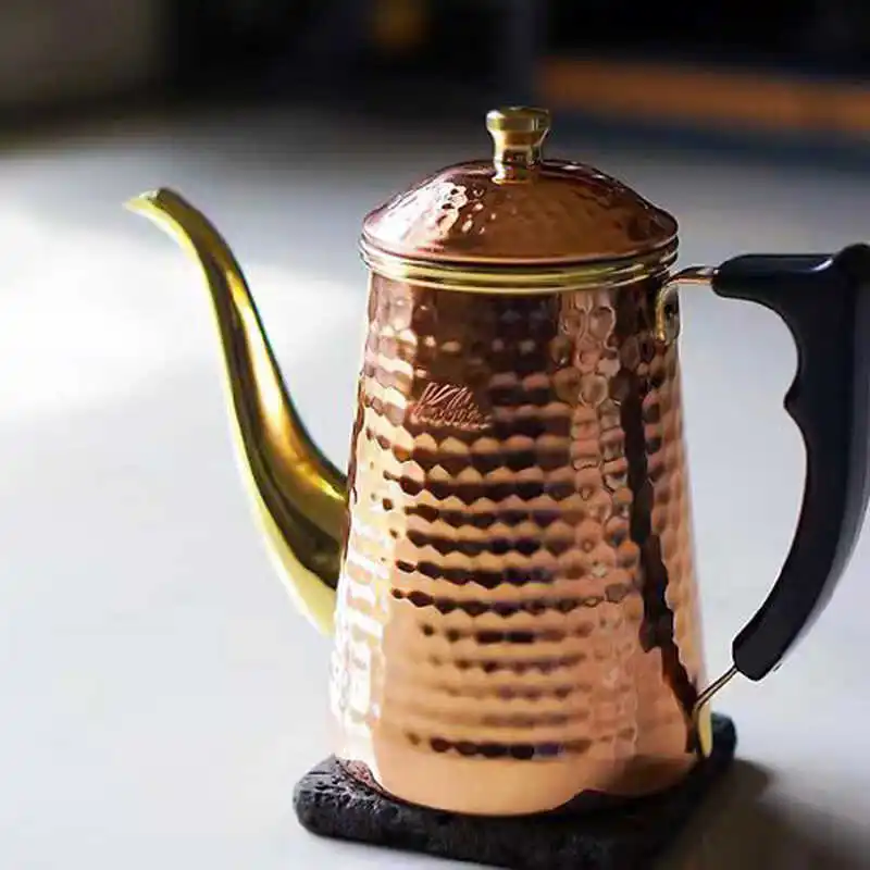 Pattern Copper Pot 700ml Elephant Trunk Spout Japanese Hand Brewed Coffee Pot