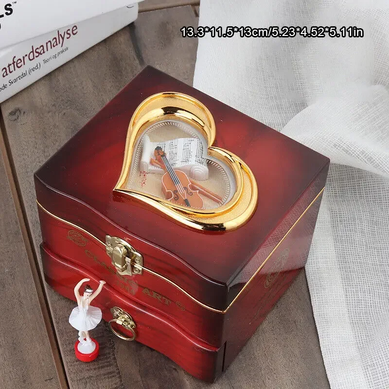 Rotating Ballerina Musical Box For Kid Jewelry Boxes Ring Necklace Storage Organizer Drawer With Mirror Home Decoration