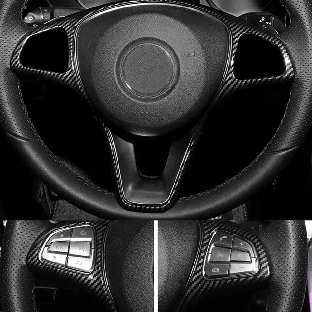 Garniture de couverture de panneau de volant en fibre de carbone, pièce de décoration de voiture, Mercedes Benz W213 W205 C E 2014-17