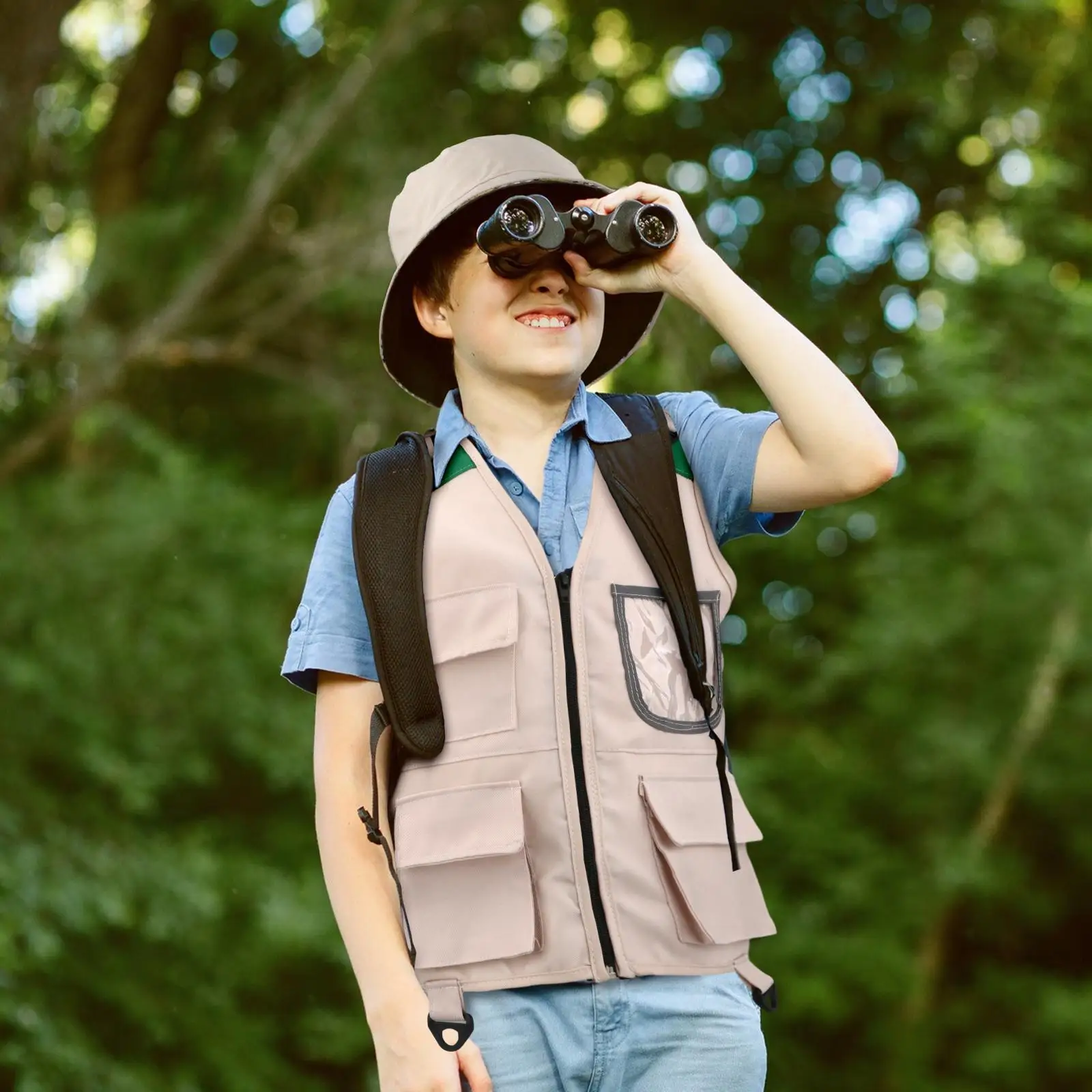 Kids Explorer Costume Cargo Vest and Hat for Toddlers Park Ranger Zoo Keeper