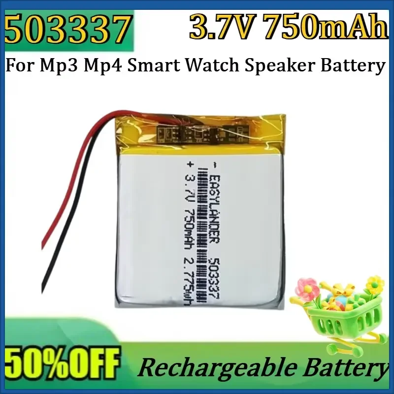 

New 3.7V 750mAh 503337 Polymer Lithium Battery For Mp3 Mp4 Smart Watch Speaker Battery