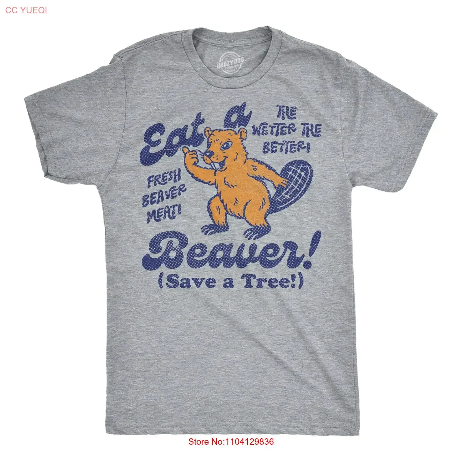 Mens Funny T Shirt Eat A Beaver Save Tree Sarcastic Novelty For vintage Washed Top For Everyday Wear fashion Breathable homme