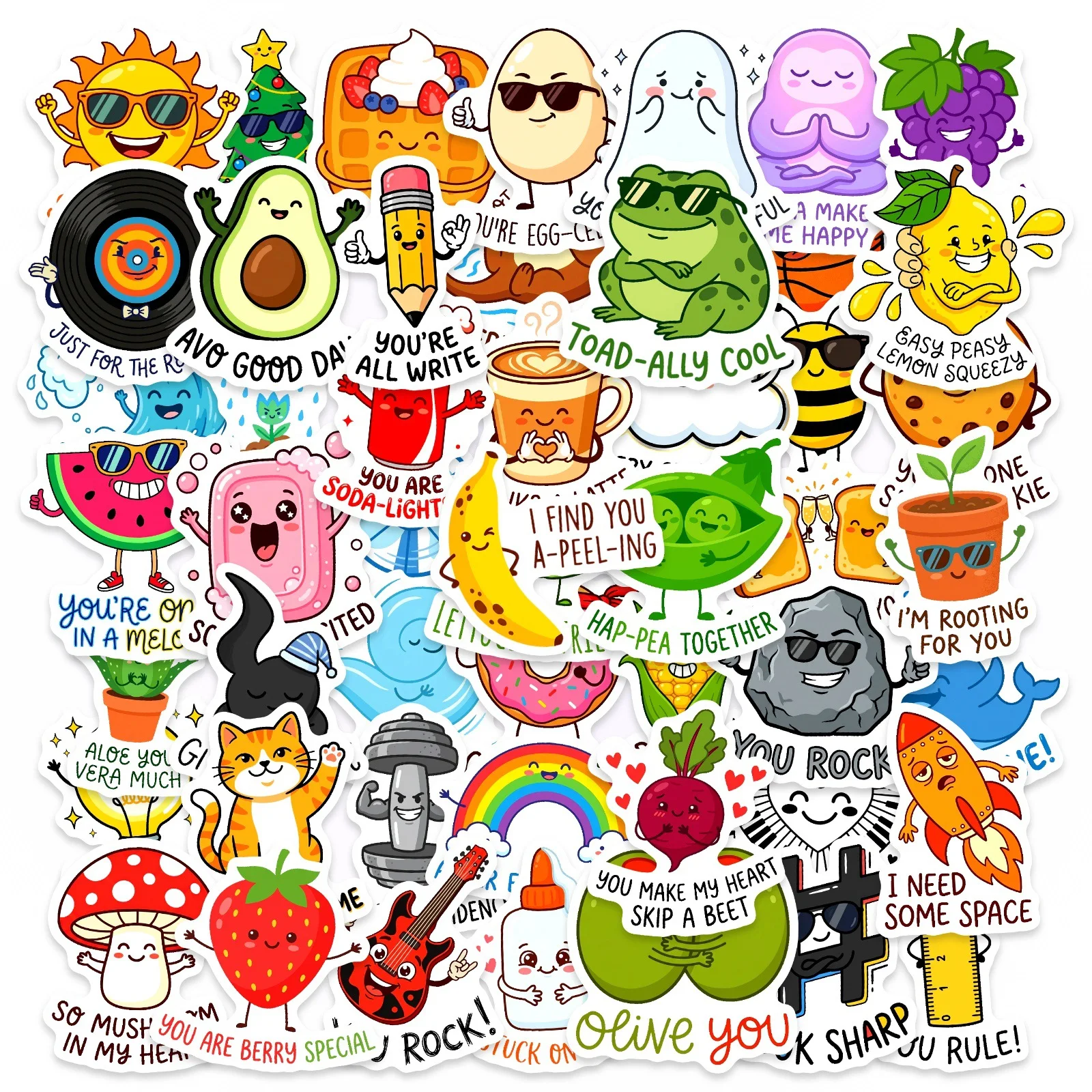 

50PCS Children’s Early Education Pun Stickers Fun Homophone Stalks DIY Decorative Phone Case iPad Waterproof Stickers Kids Toy