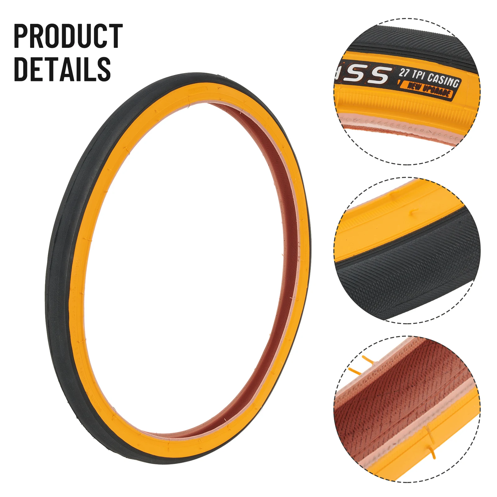 Road Bicycle Tyre Tire Folding Tire Edge Tire 349 406 20inch 451 Tire Black And Yellow Rubber Road Bike Replacement Accessories