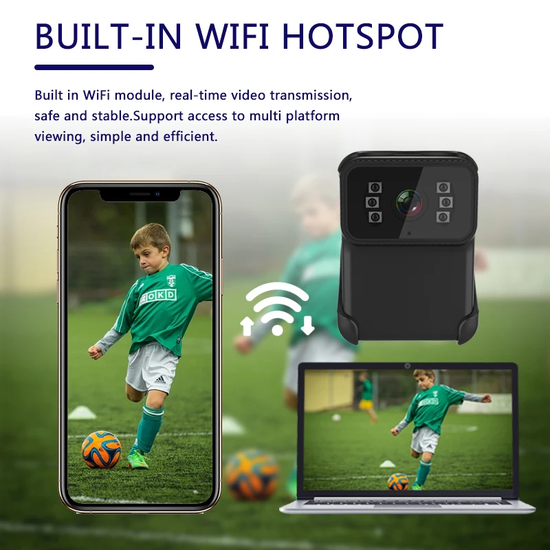 CS02 1080P HD المحمولة الجسم عمل كاميرا واي فاي كاميرا فيديو DV حلقة تسجيل دعم TF بطاقة للرؤية الليلية كاميرا MP4 فيديو