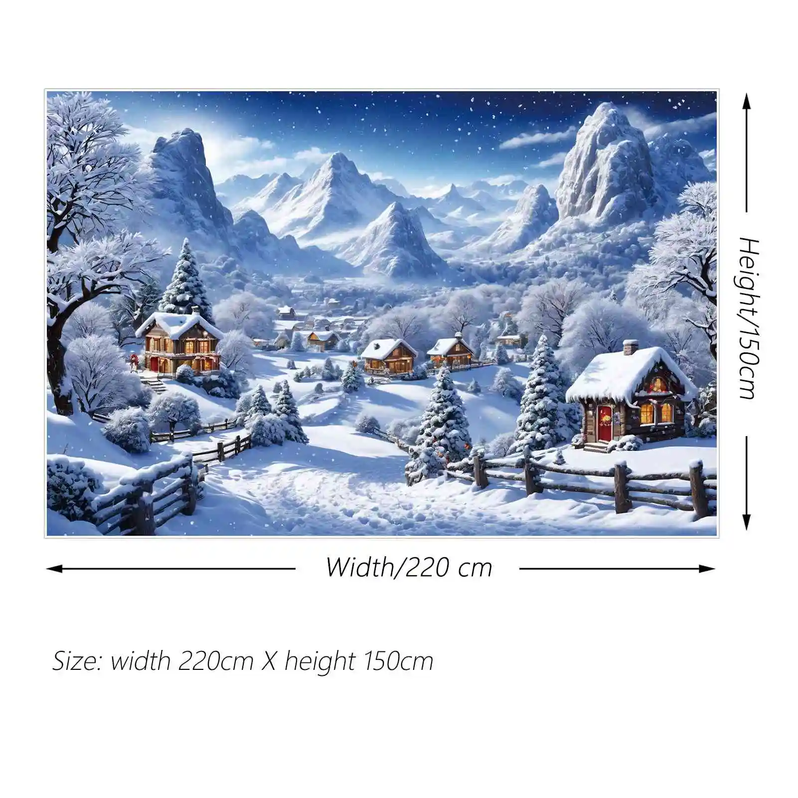 MOON.QG Backdrop Christmas Village Photozone Background Wood House Winter Decoration Snow Mountain Road Photocall Shooting Props