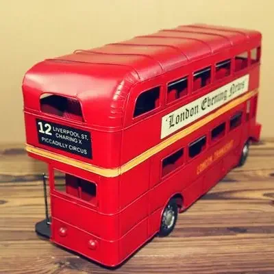 British London Bus Classic Double Decker Model Handmade Iron Home Decoration