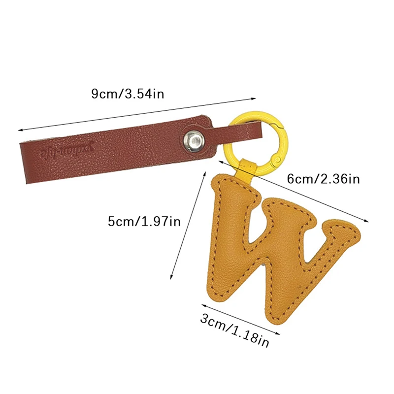 A To Z PU Leather Initial Letter Keychain For Women Candy Color Simple Fashion Bag Phone Pendant Car Key Ring Jewelry Gifts