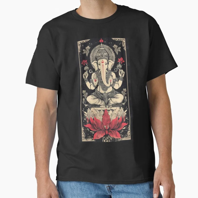

Vintage Lord Ganesh Yoga Mandala Ganpati Hindu elephant god Gift t shirt for man Large size Tops S-6XL 100% cotton print Clothes