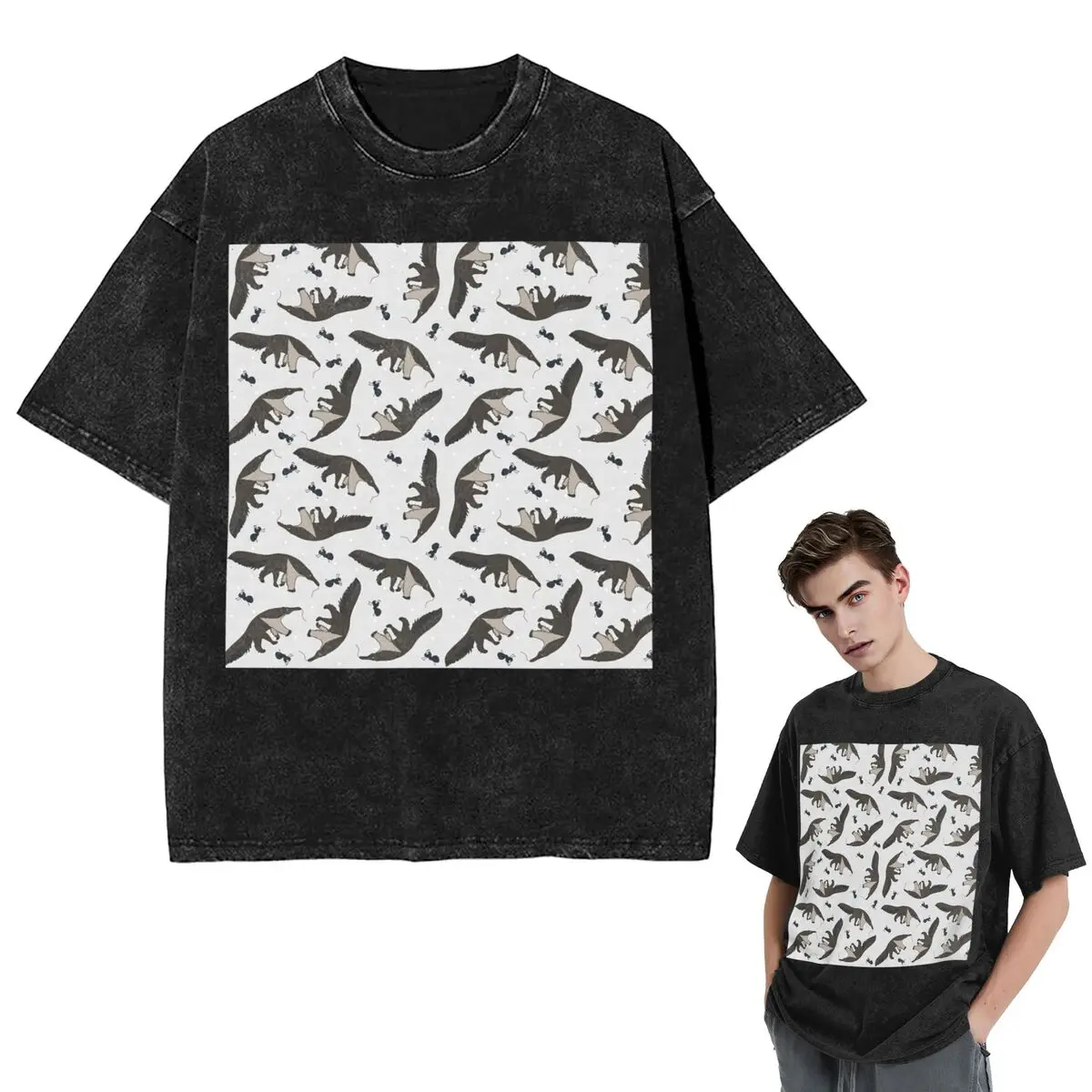 

Уличная одежда Футболки «Гигантские муравьи и муравьи» с рисунком Покрытая футболка с короткими рукавами Топы в стиле хип-хоп Футболки для мужчин и женщин