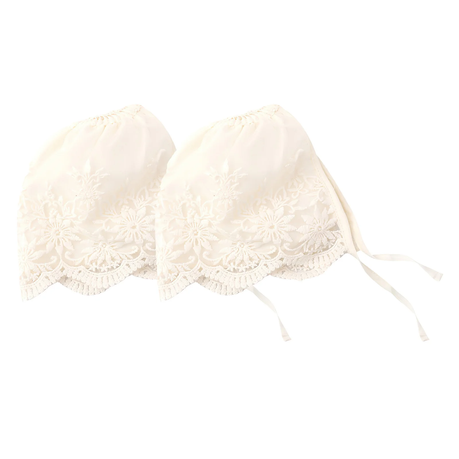 

2Pcs Baby Lace Bonnet Princess Hat Soft Breathable Comfortable Newborn Baby Head Wrap Dedication Newborn Bonnets 0-3 Months Silk