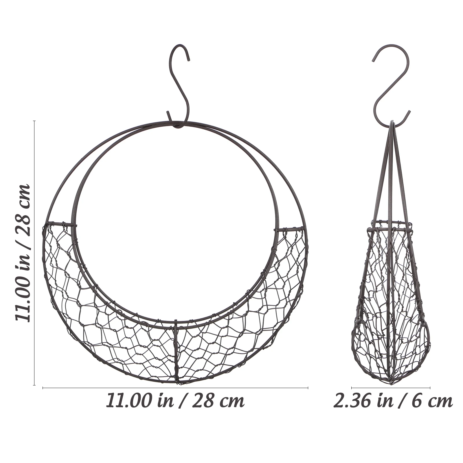 Moon Shape Iron Wire Wreath 11"X2.3" Metal Hanging Basket Succulent Planter Holder For Indoor Outdoor Decor Wreath Frame