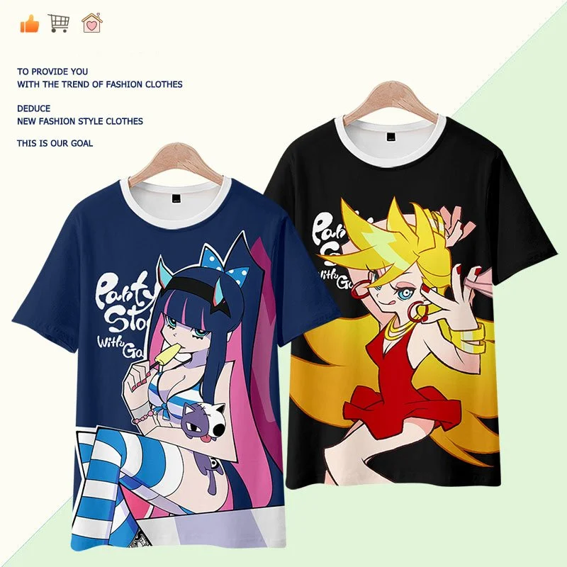 

Panty & Stocking with Garterbelt Anime Short Sleeve T-Shirt Casual Sweatshirt Adult COS Full Color Plus Size Fashion Clothes