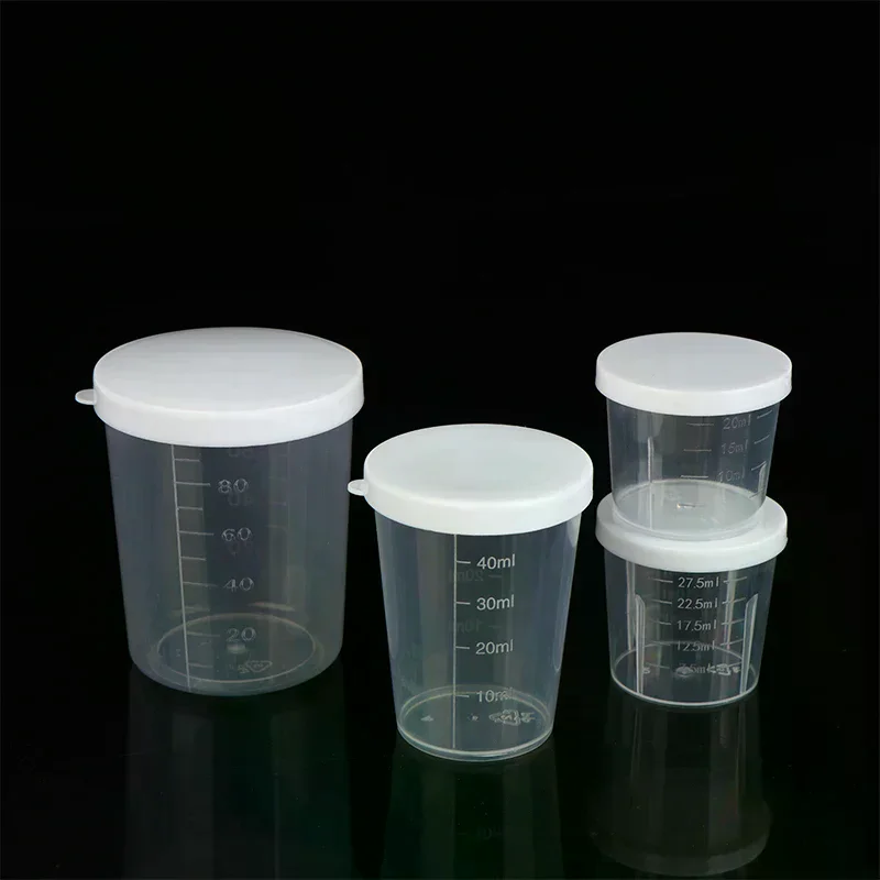 10PCS Plastic 20/30/50/100ml Clear Liquid Pill Measuring Cups With Lids Travel Pill Organizer Cup Container For Liquid Medicine