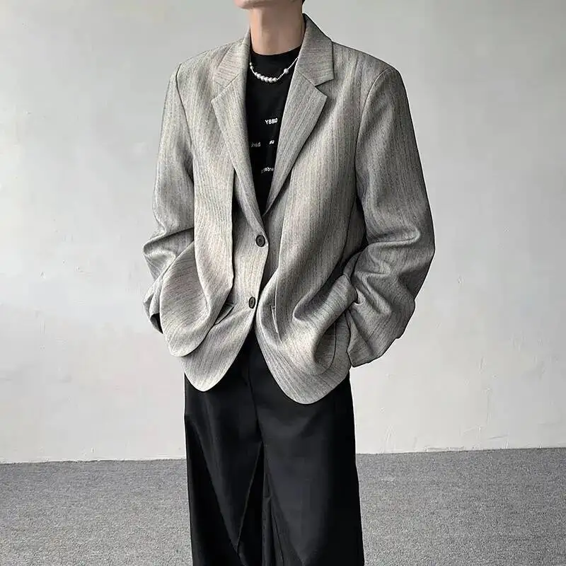 LUZHEN Layer Original Fake Design Two Piece Blazer Double Coat Men's 2025 Spring Elegant Temperament Stripe Casual Jacket JY7367