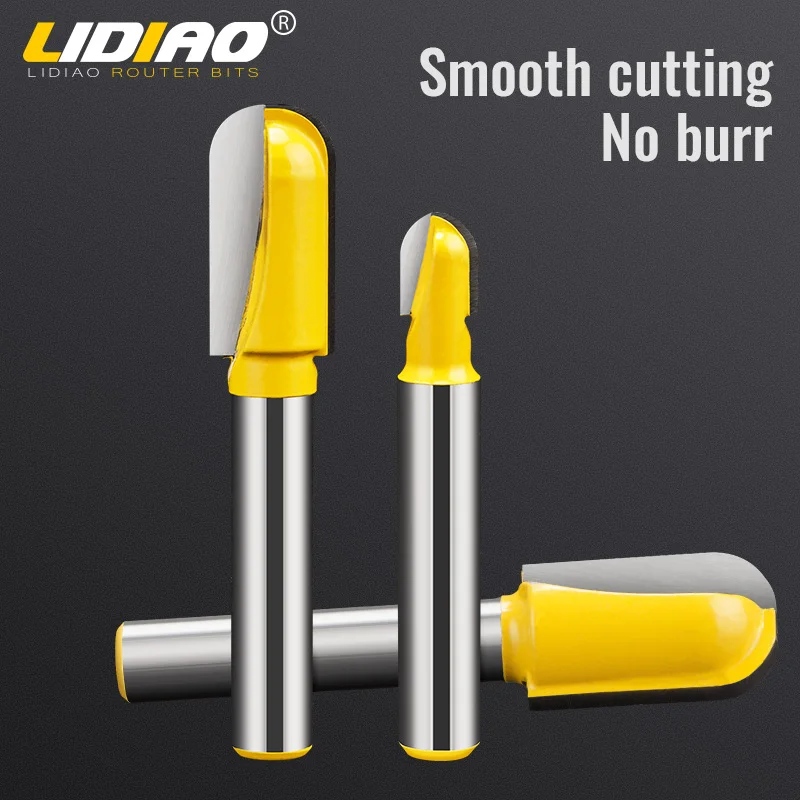 LIDIAO 1/4′′ Gambo 6.35MM Punta a becchi tondi CNC Scatola centrale Punta del router Fresa in metallo duro Strumenti per la lavorazione del legno