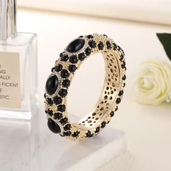 Sally's Paradise New Fashion High Quality Gold Plated Rhinestone Luxurious Bracelets Resin Bangles For Women 10976