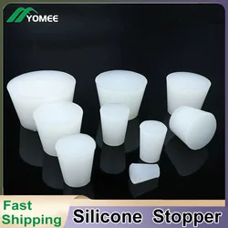 Laboratory Silicone Rubber Stopper Plug Bungs Flask Tapered Tube Solid White Lab Push-In Cone Sealing Plug