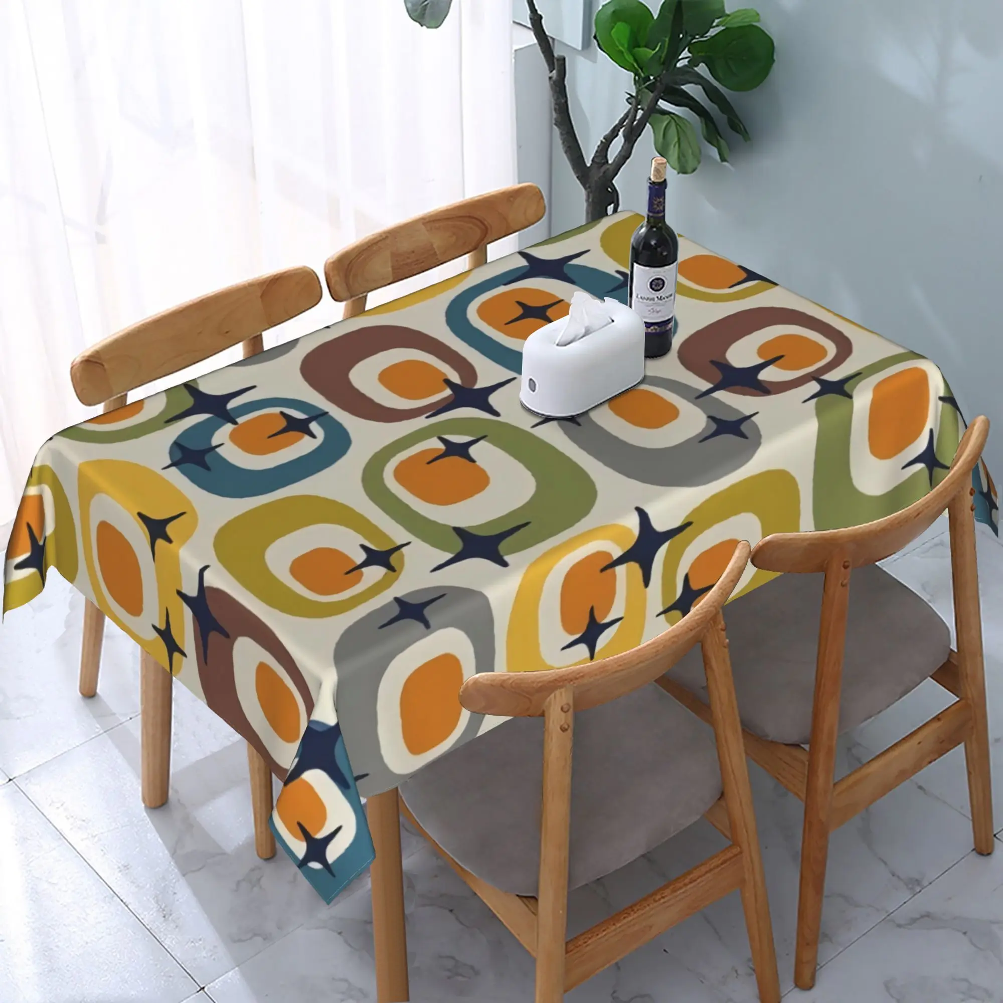 Geometric pattern rectangular tablecloth, simple household tablecloth, theme party tablecloth