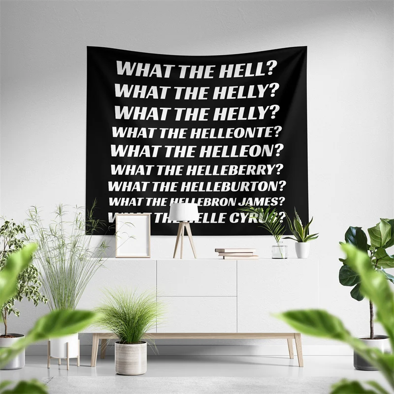 Aertemisi What The Hell What The Helly Funny Meme Tapestry Wall Hanging Art for Bedroom Living Room College Dorm Party