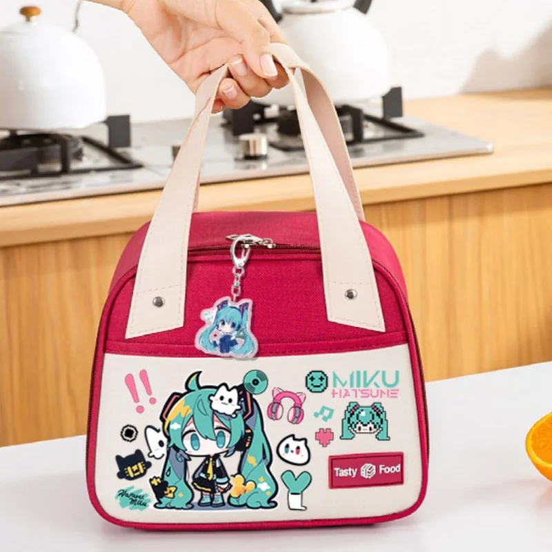 Hatsune Miku Lunch Bag Kawaii Insulated Bento Pack Portable Large Capacity Student Lunch Handbag Camping Picnic Food Bags