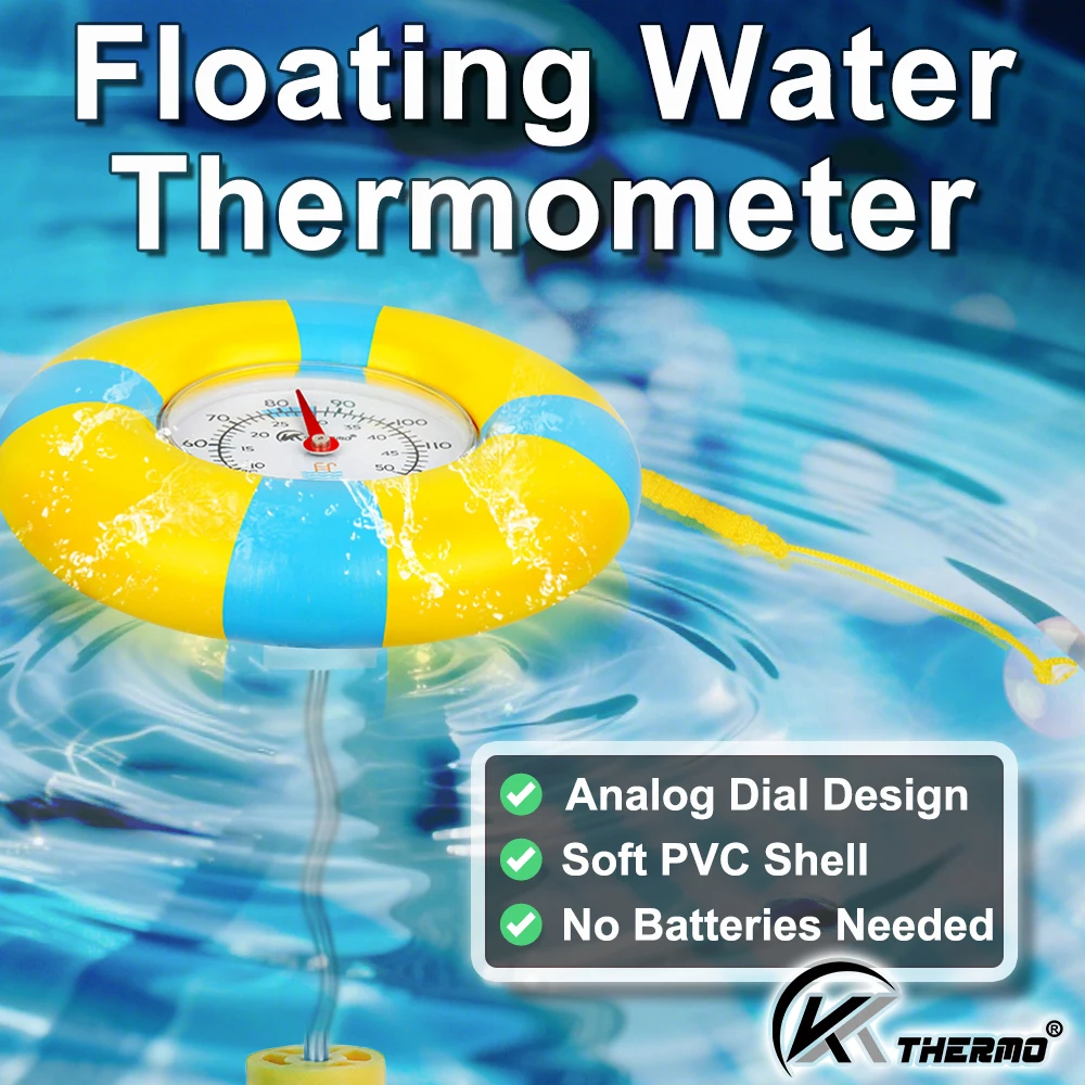 Pool Thermometer with Easy-to-Read Celsius Dial, Durable ABS and Stainlesssteel Construction for Measuring Underwater Temperatur