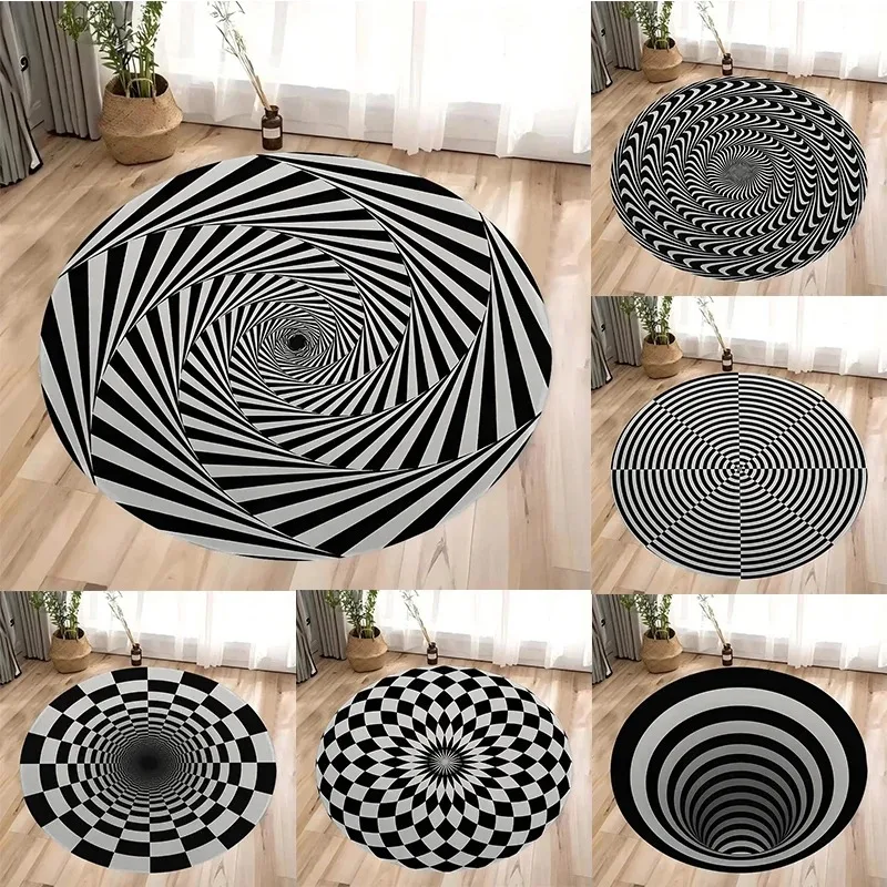

3D Vortex Optical Round Carpet, Living Room Non-Slip Floor Mat