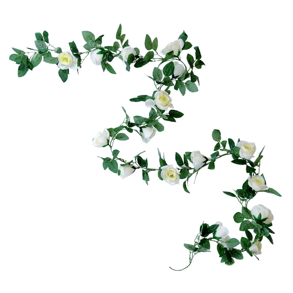 

Artificial Rose Flower String Garlands 2.2M Wedding Party Decor Ivory Long-Lasting For Home Office Balcony Table