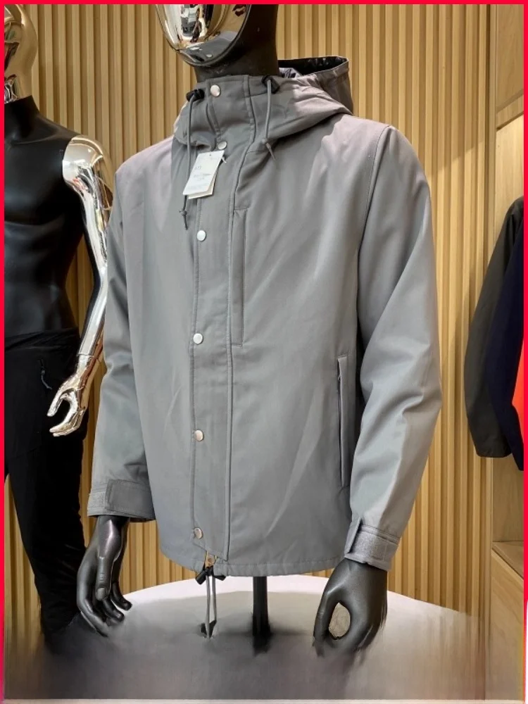 

Casual Hooded Cotton Jaet Men's Vintage Leisure Fill Cotton Outerwear Trendy Polyester Fiber Zipper Decoration