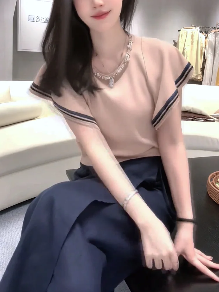 

Новинка! Женский летний топ Color Blo ort Sve больших размеров с эффектом похудения, легкий, в корейском стиле, для повседневной носки.