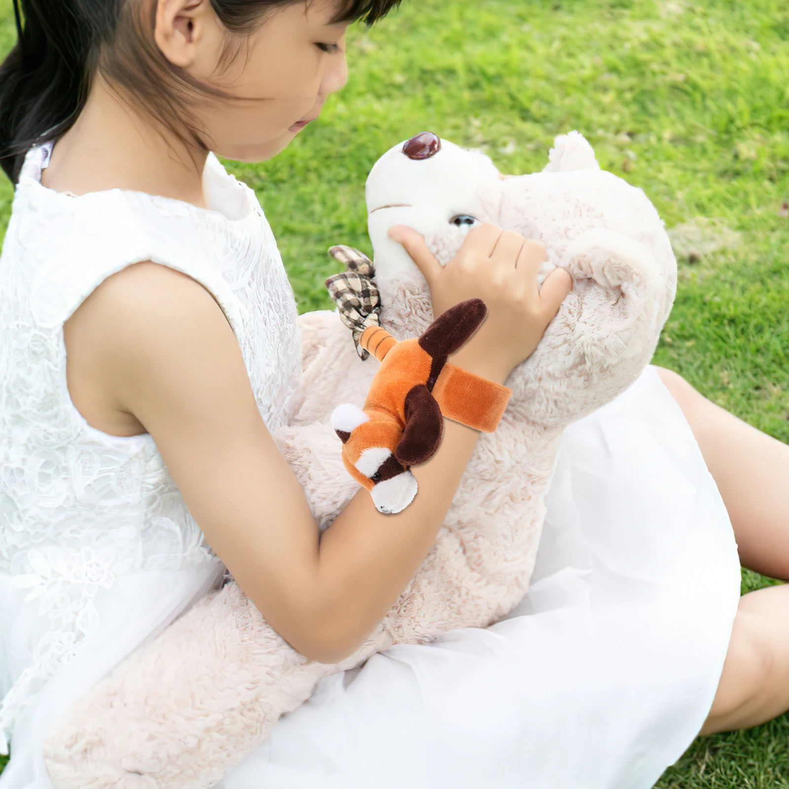Pulseira animal tapa pulseiras peludo jóias moldagem menina brinquedo luz marrom festa