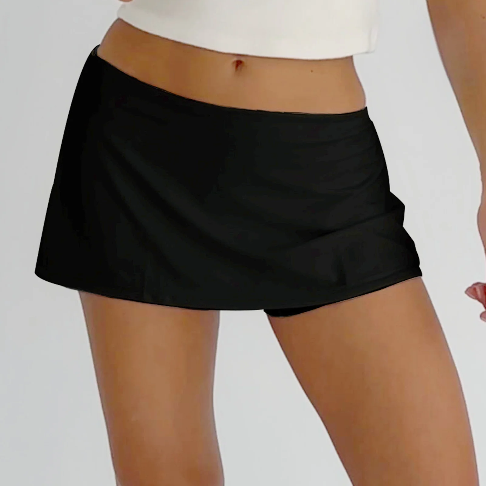 المرأة البسيطة Skorts الصيف مثير نادي منخفضة الارتفاع تنورة قصيرة السراويل عارضة أزياء أنيقة بسيطة الصلبة قصيرة ألف خط تنورة