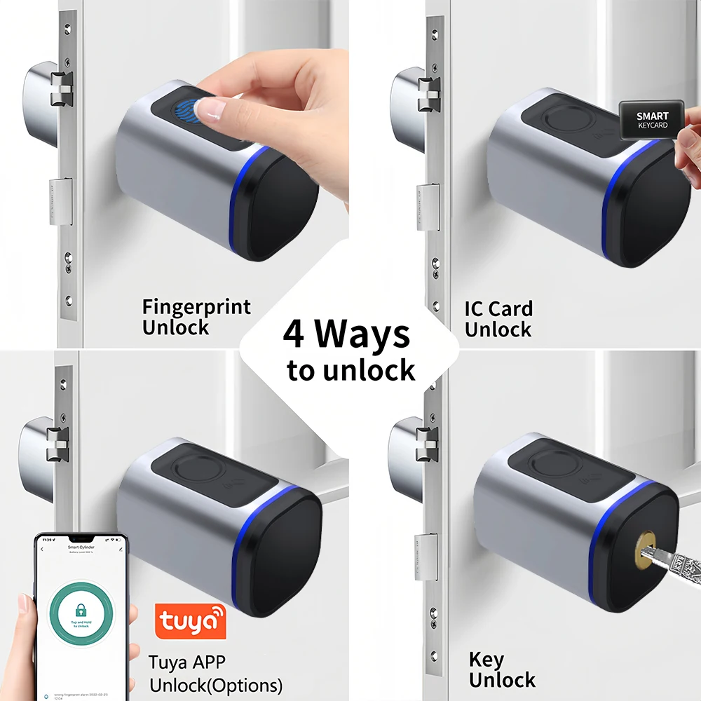 CDOK L31 Tuya Bluetooth smart lock, desbloqueio biométrico, desbloqueio remoto de gateway pode ser adicionado, preto/prata