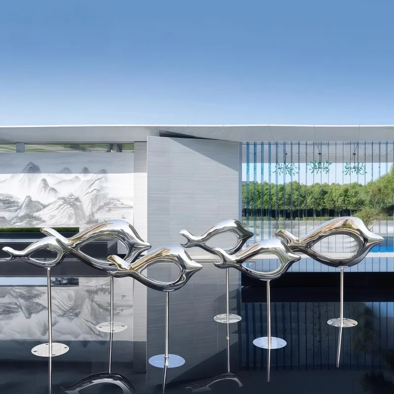 

Stainless steel sculpture fish ornaments sales department outdoor lawn pool landscape decoration mirror fish sculpture crafts