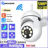 Tuya-cámara IP Wifi de 5MP, visión nocturna en Color, seguimiento automático para exteriores, inalámbrica, PTZ, CCTV, cámara de vigilancia de seguridad, cámara de vida inteligente