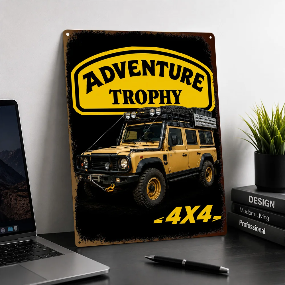 United Kingdom Grenadier 4X4 Sand Off-Road Car Printed Poster Customized Metal Sign Bold Terrain Style Wall Art Ideal For Home