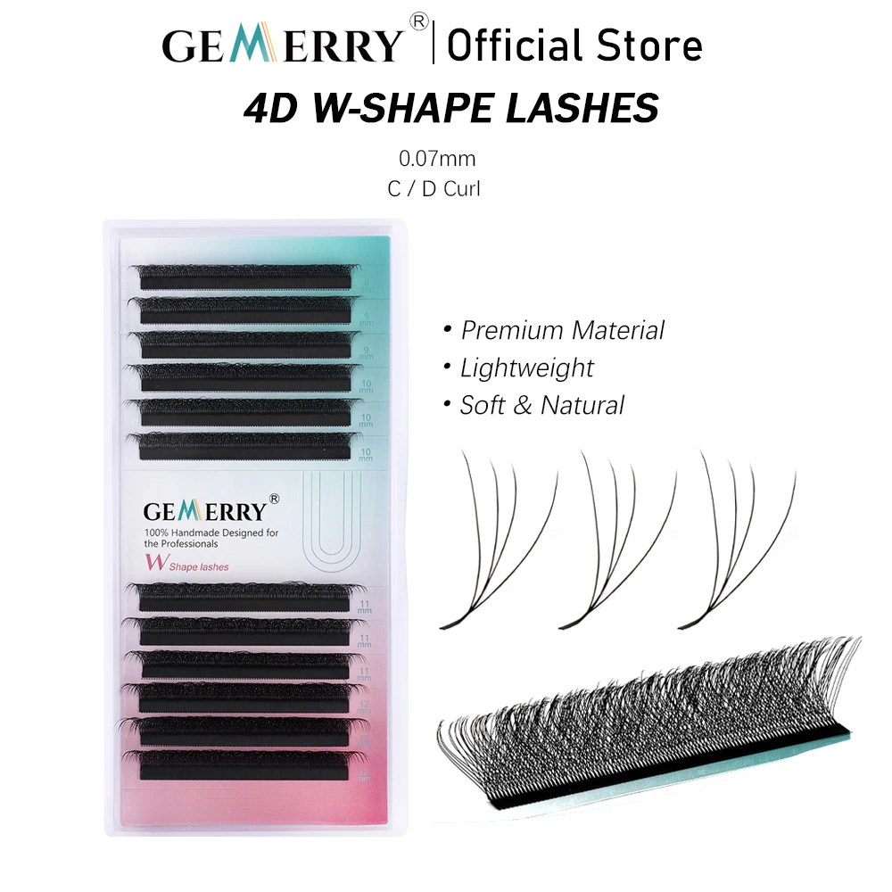 GEMERRY Cilios W 4D W-shaped Eyelash Extension Automatic Flowering W Lashes LU/L/C/D Curl High Quality Individual Fake Eyelashes