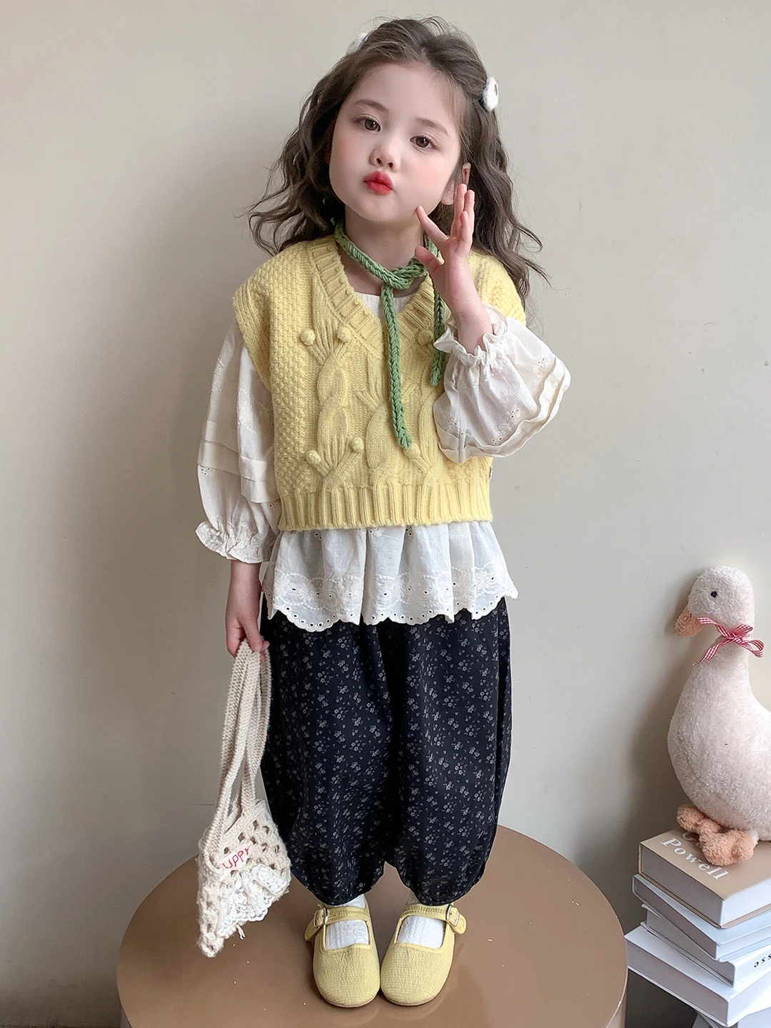 

Faionable Princ Sle, детская одежда, длинный вязаный свитер, кукла irt, жилет, брюки, комплект футболок для девочек, осень