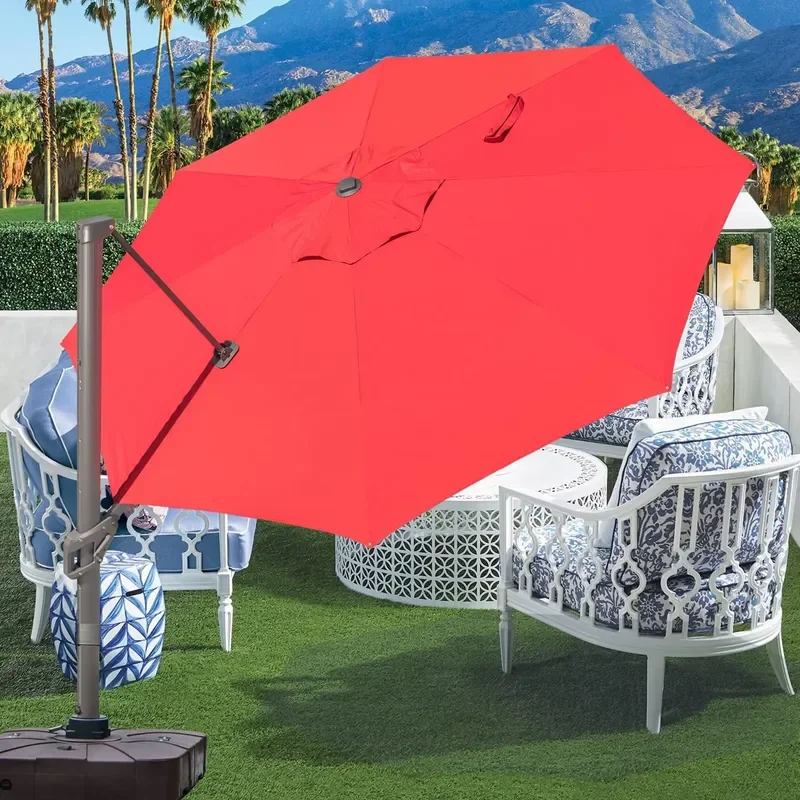 [280 Grams Canopy Polyester]CE+MSDS+ISO+EORI Certificates Rectangle Round Parasol Solar Light Garden Hotel Patio Umbrella