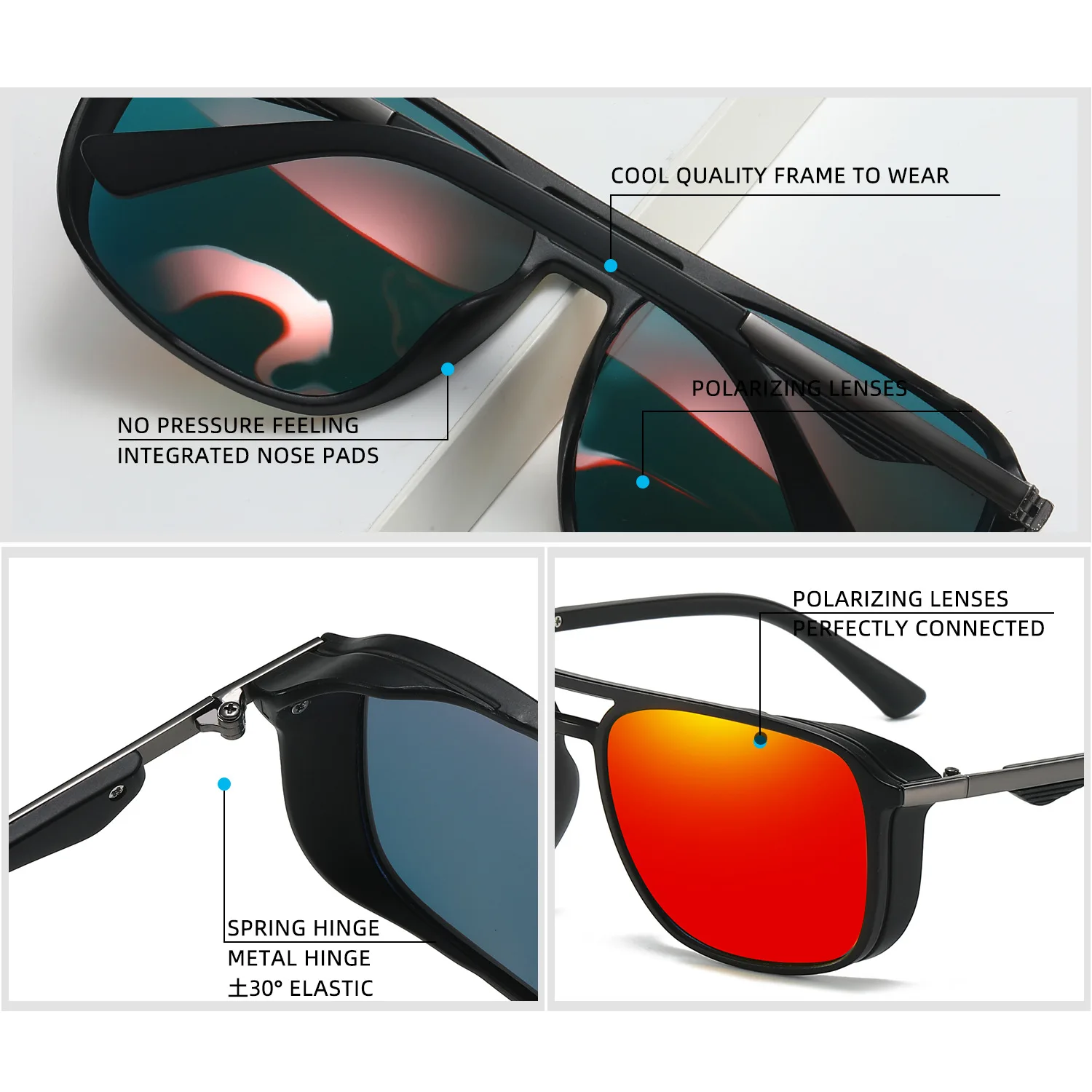 Men\'s Square Punk Series Polarized Sunglasses Outdoor Fishing Cycling Glasses Driver Driving Sunglasses for Boy